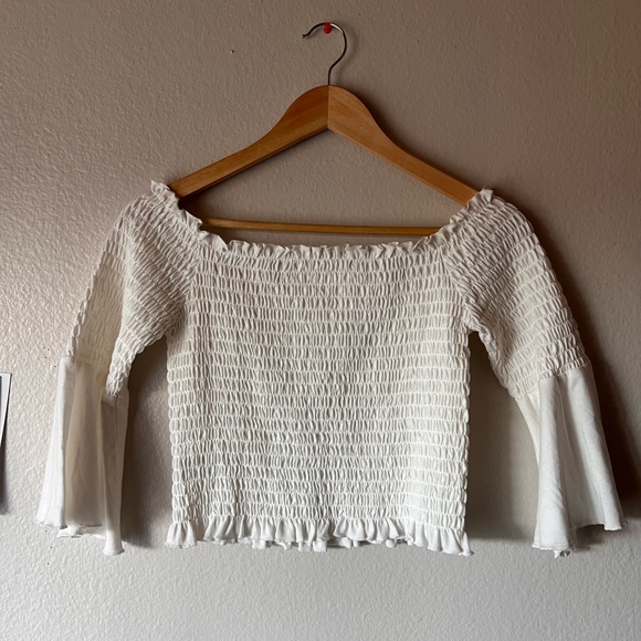 Jack by BB Dakota | Women's Show Off Smocked Off-The-Shoulder Bell Sleeve - Picture 6 of 6